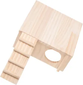 1Set Multi Chamber Wooden Hamster House Hideout with Ladder Durable Design for Dwarf Hamsters and Pets Comfortable Fun Activity Tunnel
