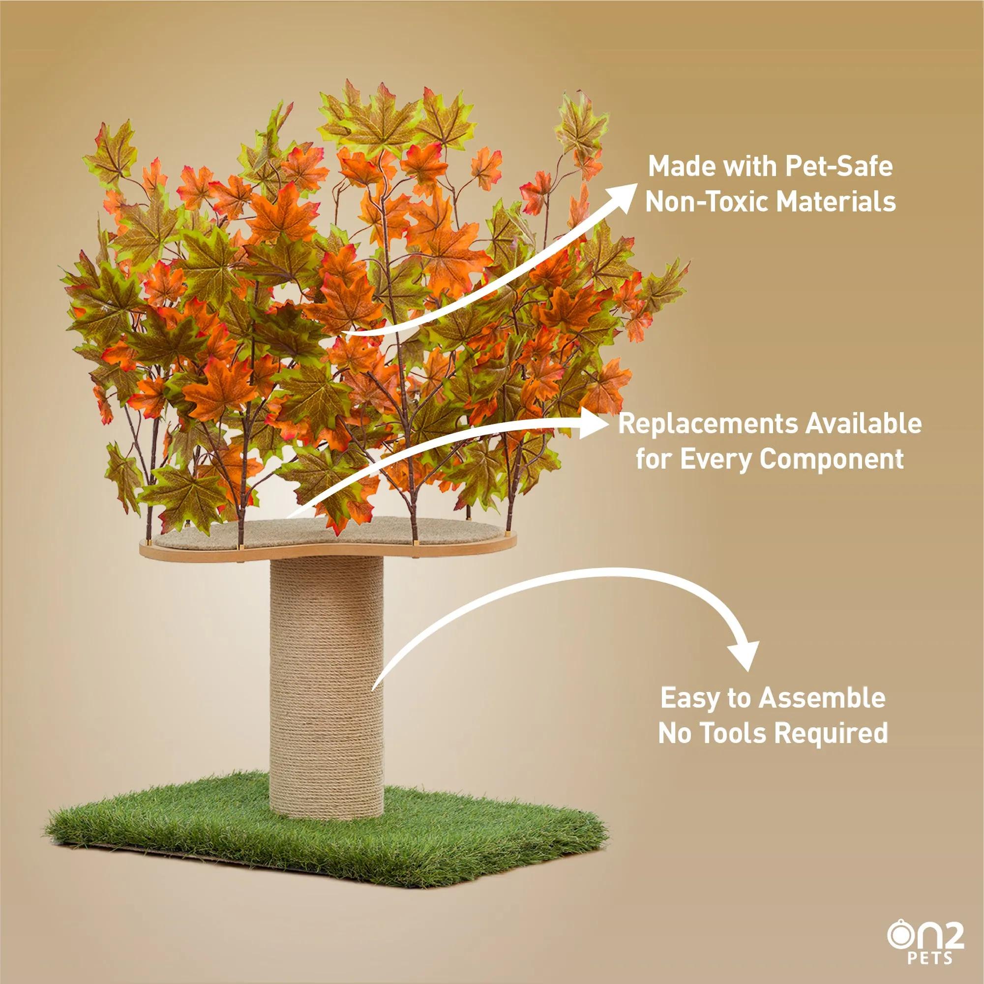 2-ft Interchangeable Leaves Kitty tree w/ Scratching Post In Mixed Maple