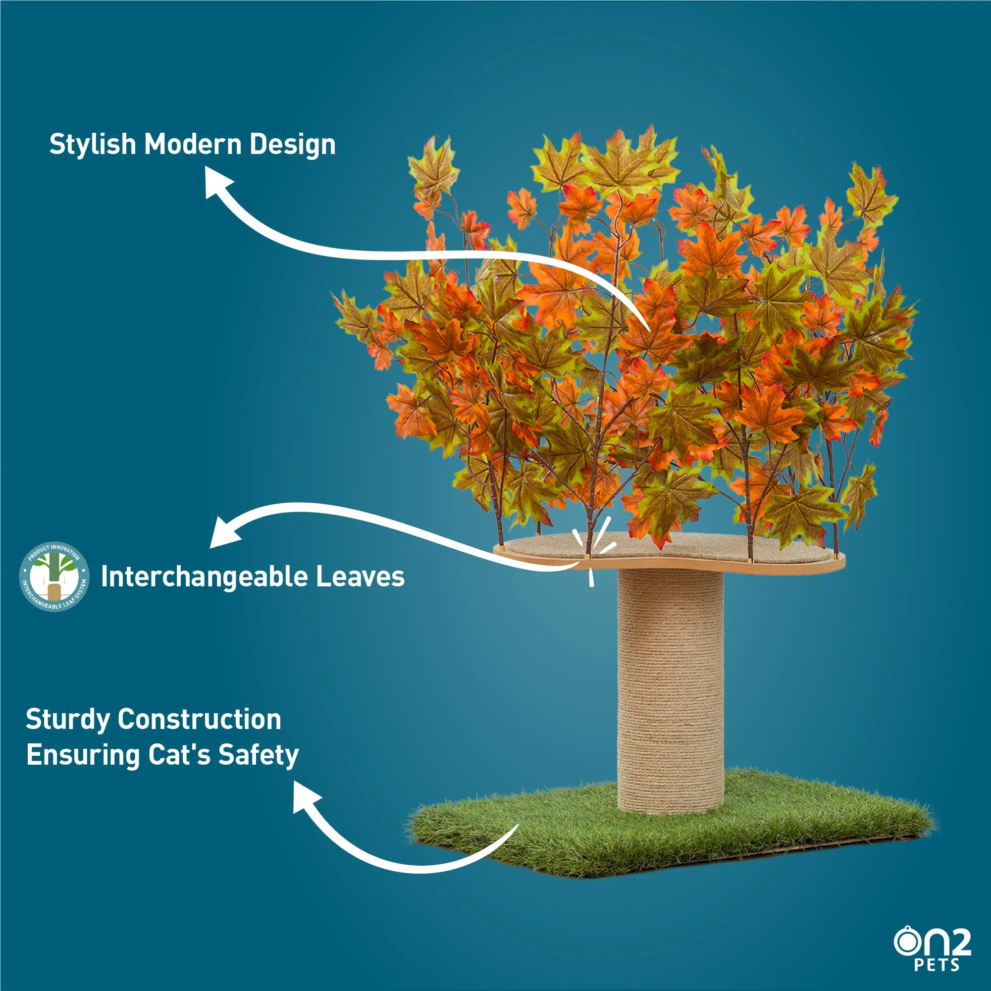 2-ft Interchangeable Leaves Kitty tree w/ Scratching Post In Mixed Maple