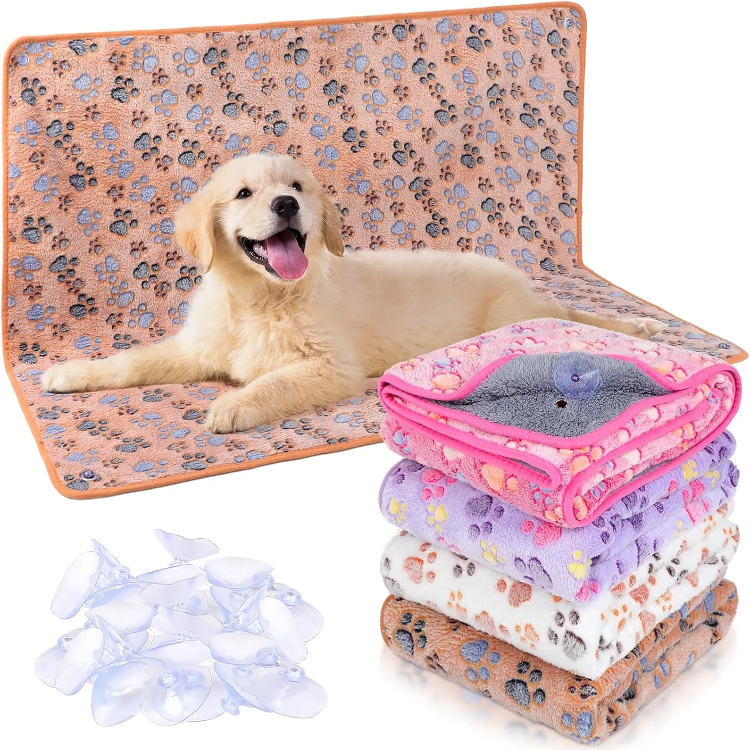 4 Pack Washable Pee Pads for Dogs with Suction Cups Non Slip 36 x 41 Inch Reusable Large Dog Whelping Waterproof Pet Training Pad for Crate Bed Floor Protector