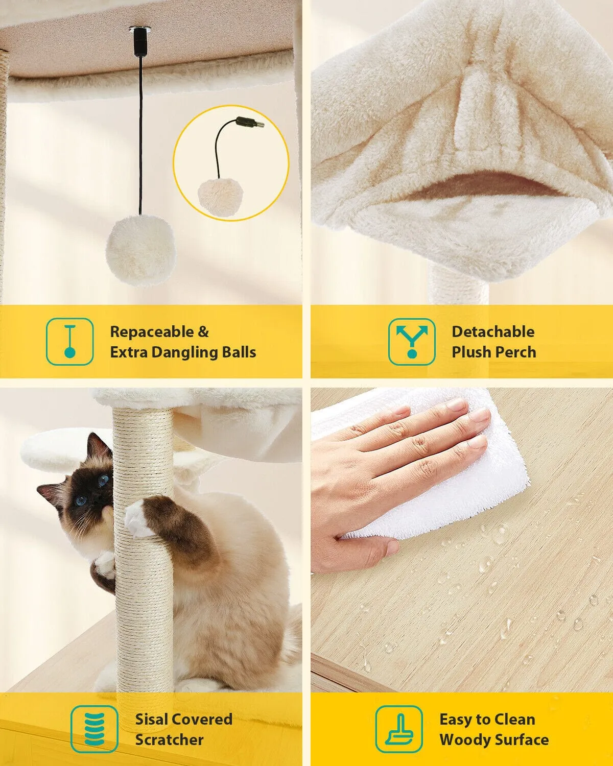 46.1" Cat Scratching Post / Tree / Pole with Litter Box Cupboard