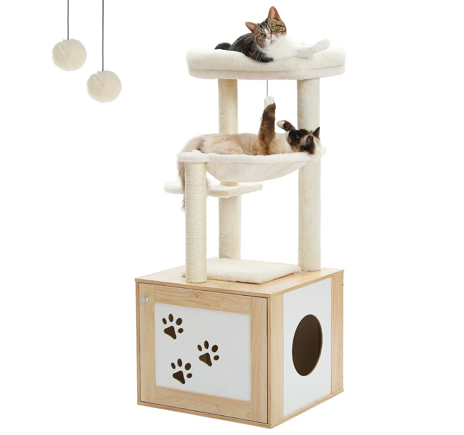 46.1" Cat Scratching Post / Tree / Pole with Litter Box Cupboard