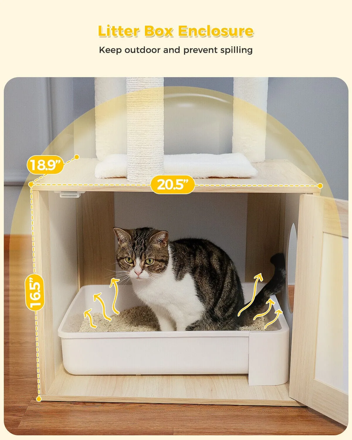 46.1" Cat Scratching Post / Tree / Pole with Litter Box Cupboard