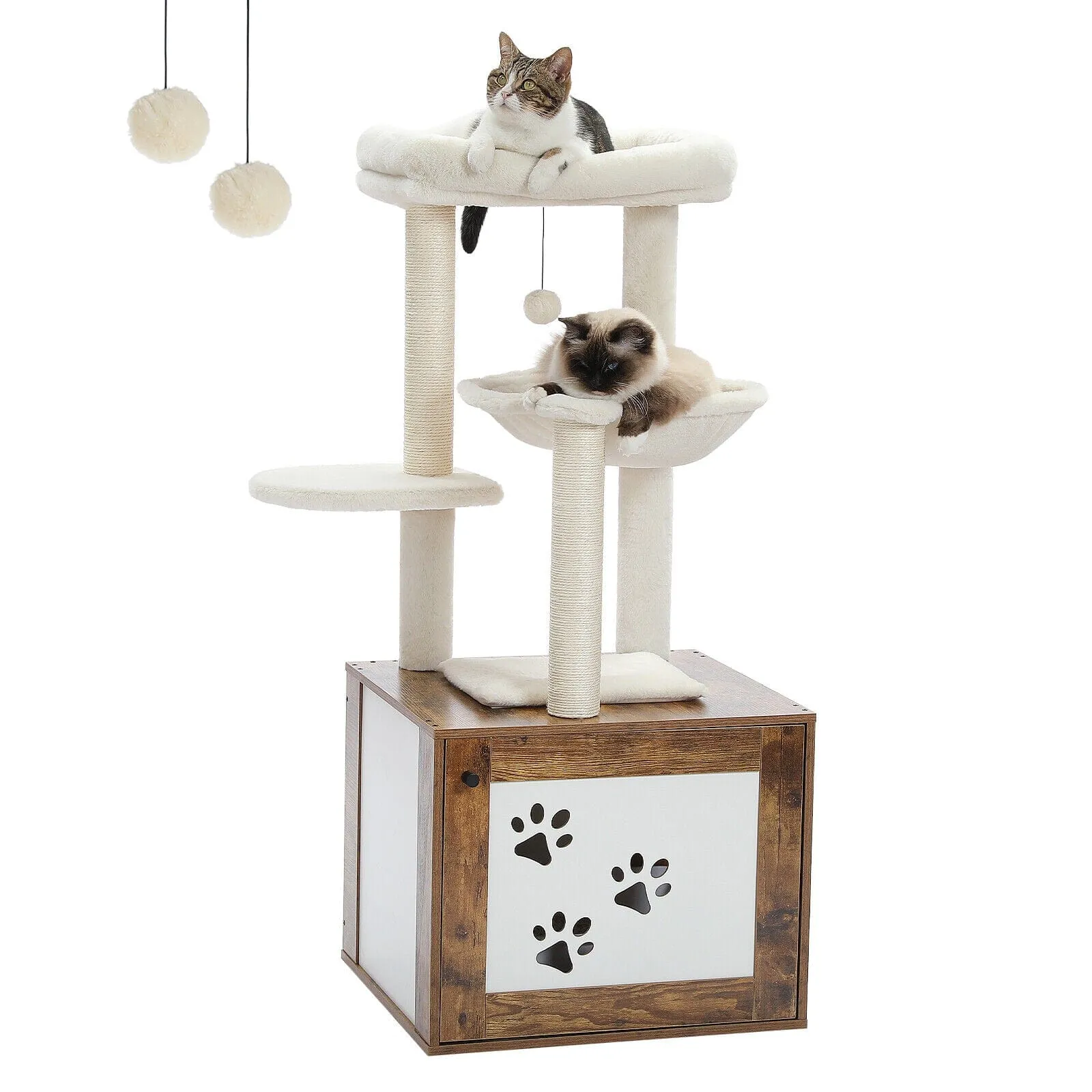 46.1" Cat Scratching Post / Tree / Pole with Litter Box Cupboard