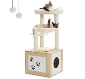 46.1" Cat Scratching Post / Tree / Pole with Litter Box Cupboard