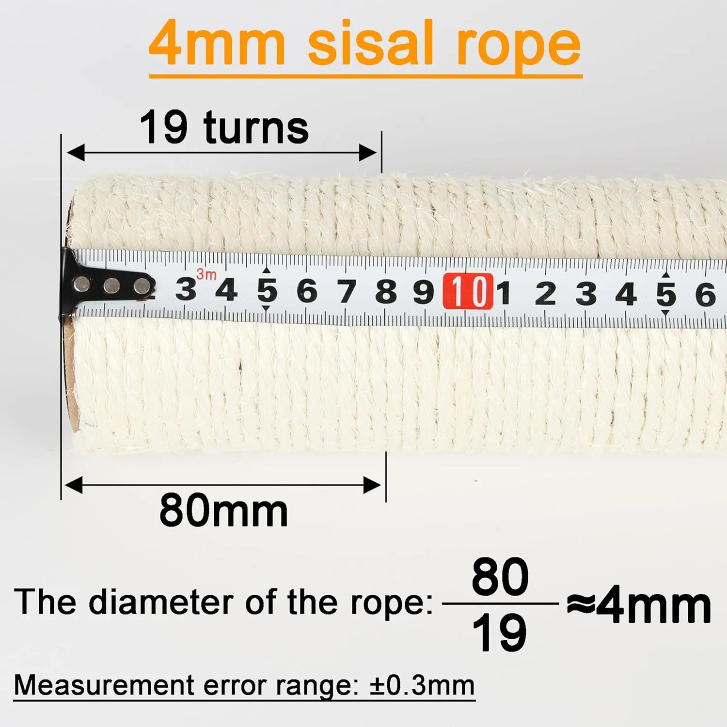 7.4cm 2.91in Diameter Cat Tree Scratching Post Replacement Sisal Pole Parts for Cat Tower (M8, 19.69in/50cm)