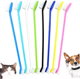 8Pcs Dog Toothbrush, 8 Color Dual Head Dog Tooth Brush, 9 Inch PP Cat Toothbrush with Nylon Hair, Washable Reusable Replacement Puppy