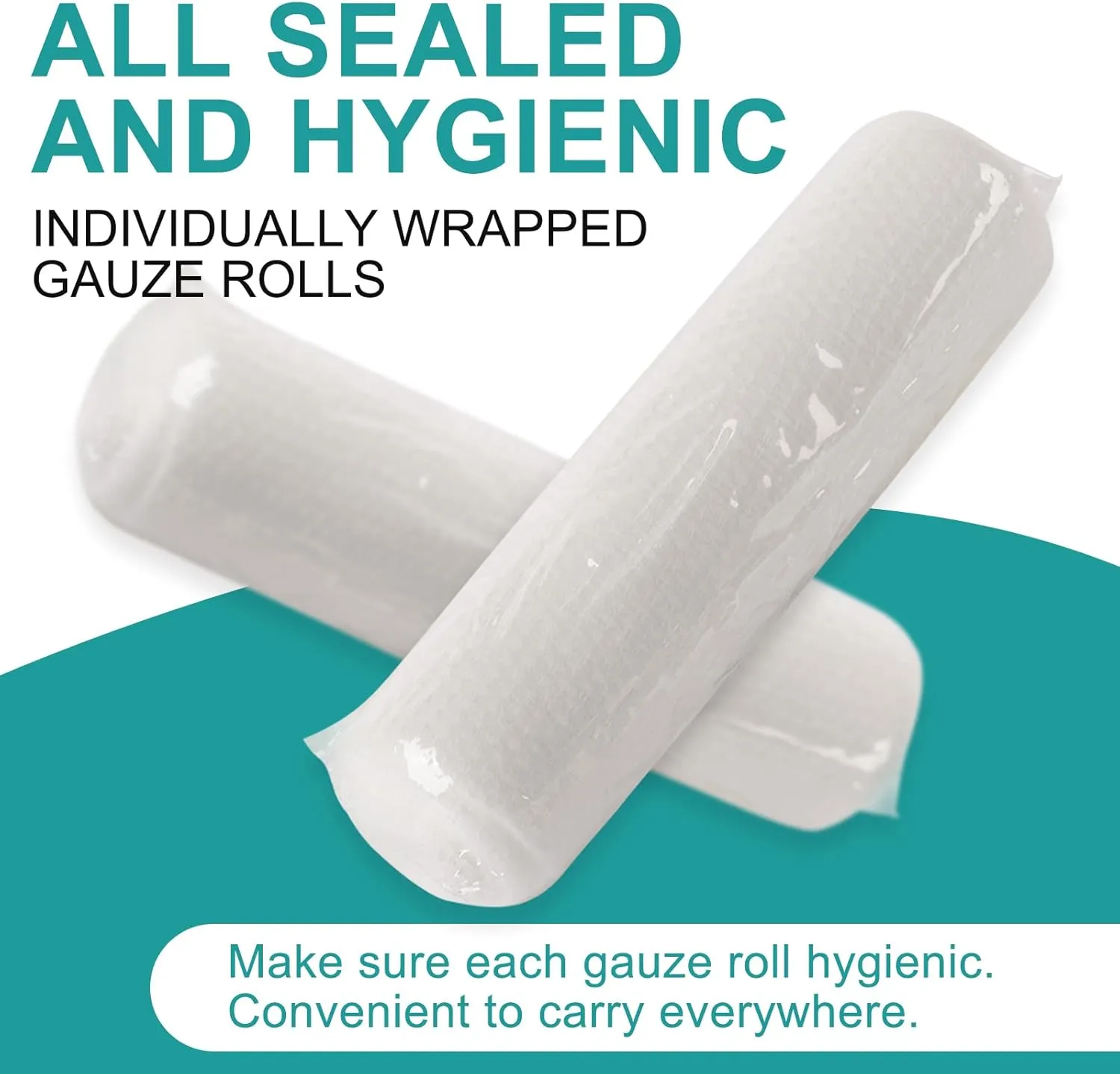 90 Pack Gauze Rolls Bandages, 3 in x 4.1 Yards, Individually Wrapped Breathable Rolled Gauze, Mummy Wraps, Premium First Aid Supplies & Medical Supplies for Wounds