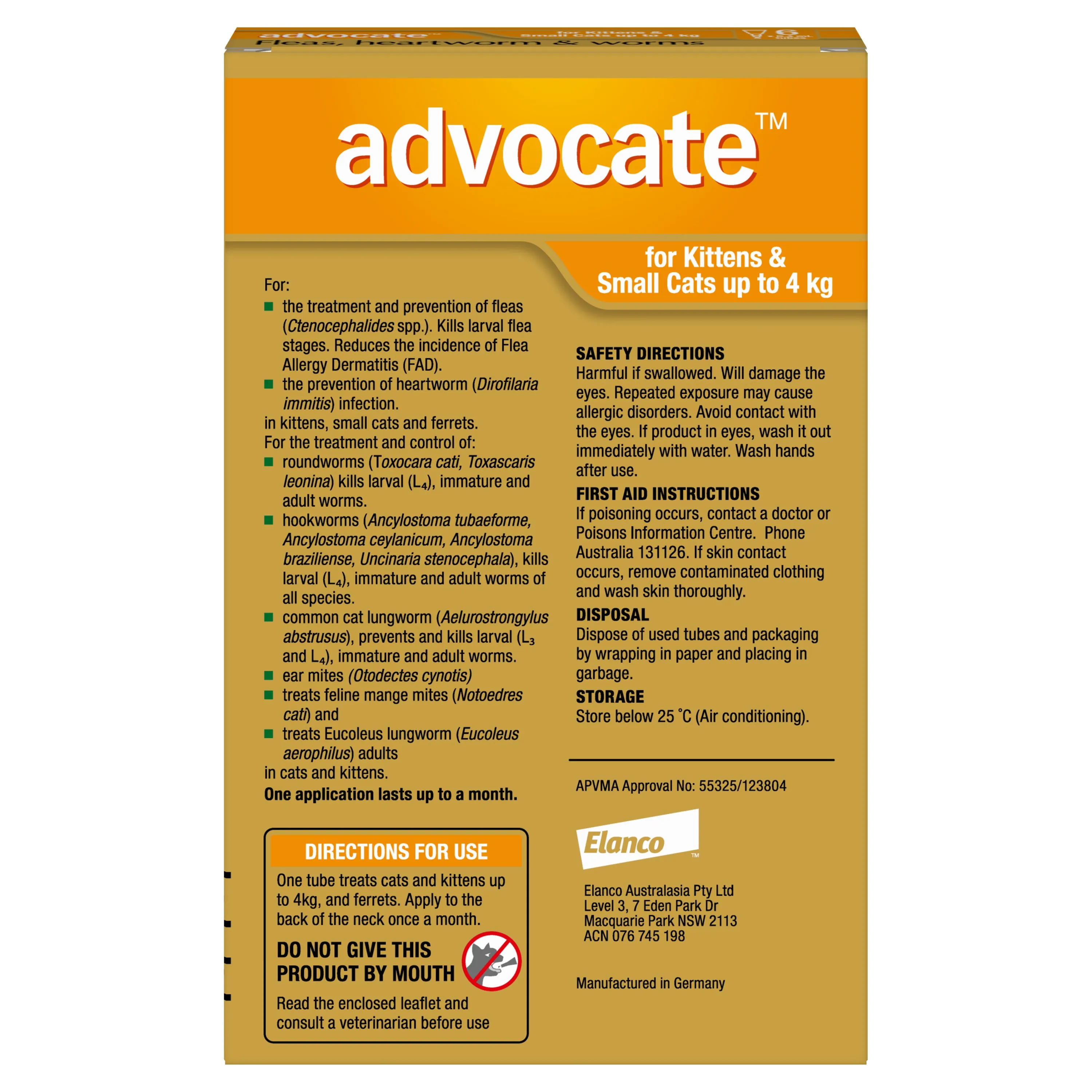 Advocate - Cat up to 4kg (6pk)