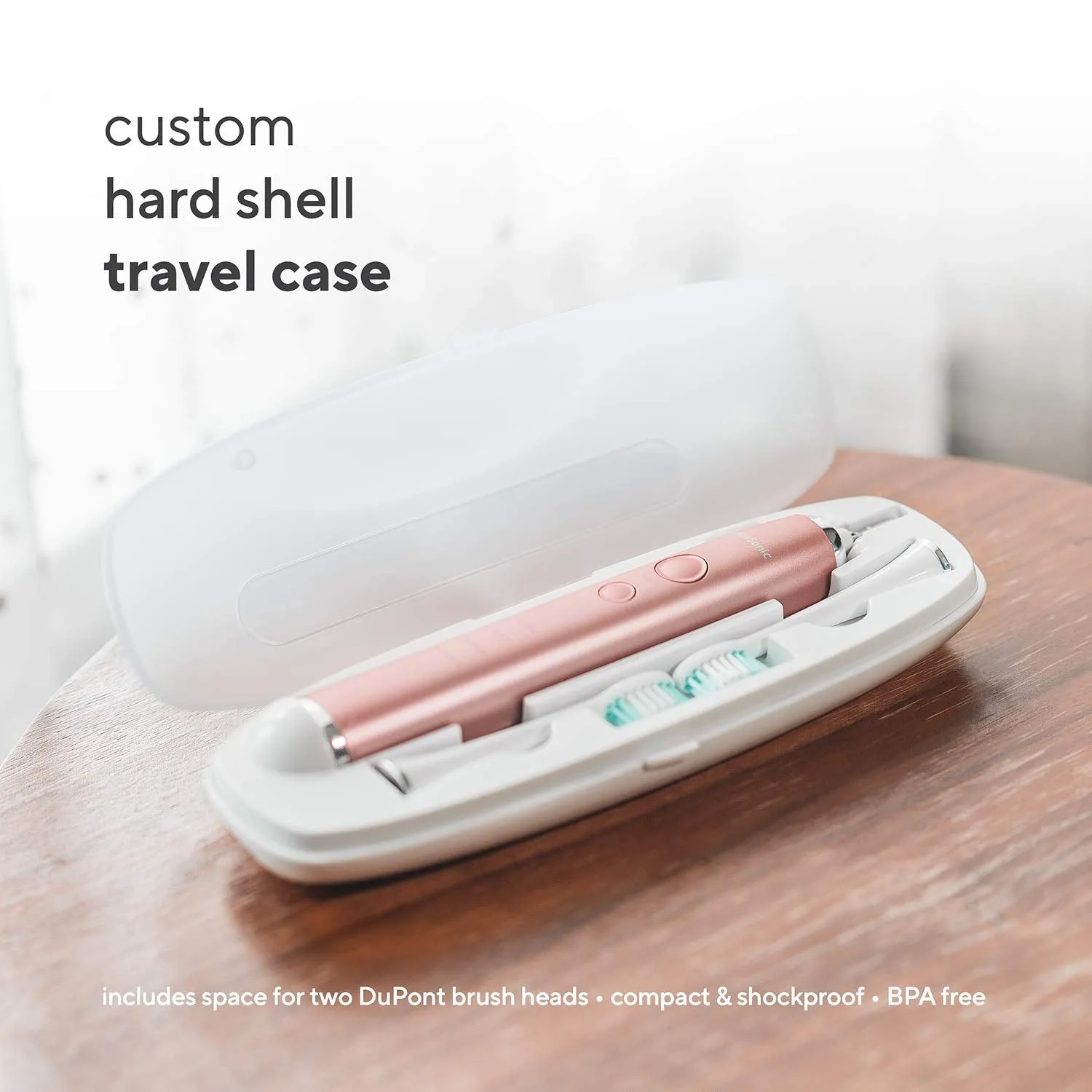 AquaSonic Vibe Series Ultra Whitening Toothbrush – ADA Accepted Electric Toothbrush - 8 Brush Heads & Travel Case - Ultra Sonic Motor & Wireless Charging - 4 Modes w Smart Timer – Satin Rose Gold
