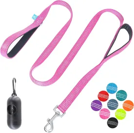 BAAPET Two Handle Dog Leash, Dual Soft Padded Handles with Traffic Control Handle Leash for Small Medium or Large Dogs (3/4'' x 5 FT, Pink)
