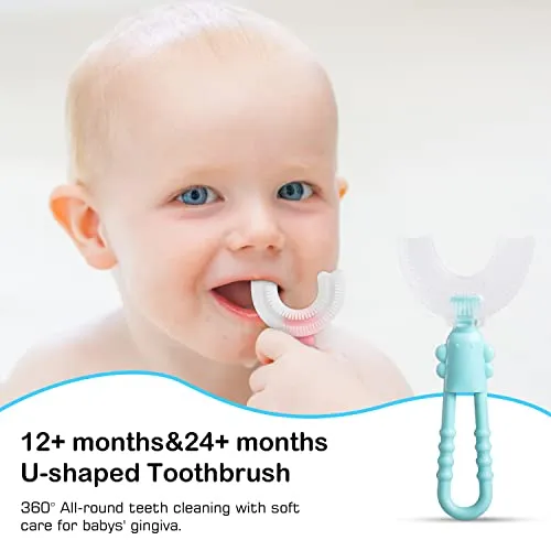 Baby Toddler Infant Toothbrush 6 to 12 Months and Up Age 1 2 3 1-2 2-4 Year Old, 10 in 1 Toothbrushes Gift Set with Soft Finger U-Shaped Brush Brushing Bristles for Newborns Kids Children Child