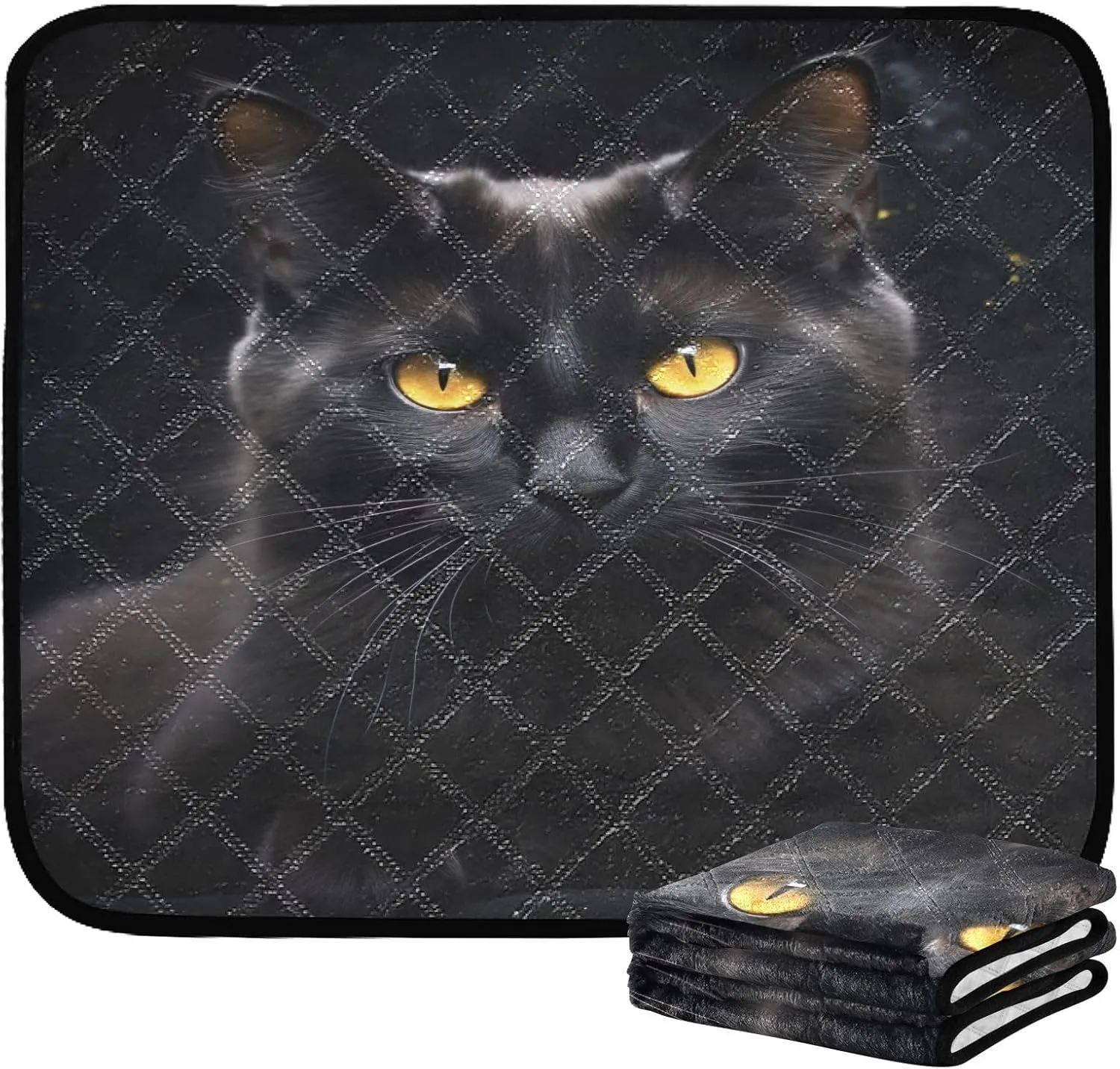 Black Cat Pattern Pee Pads for Dogs, 3-Pack Washable Puppy Pads Reusable Dog Pee Pad Non-Slip Training Pads for Potty, Crate, Bed, 20x24in