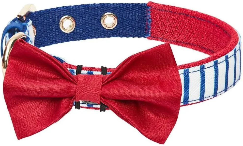 Blueberry Pet 4 Patterns Bon Voyage Sea Lover Adjustable Dog Collar in Classic Vertical Blue Stripes, Neck 17-20.5", for Large Breed