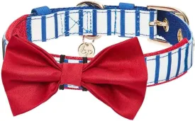 Blueberry Pet 4 Patterns Bon Voyage Sea Lover Adjustable Dog Collar in Classic Vertical Blue Stripes, Neck 17-20.5", for Large Breed