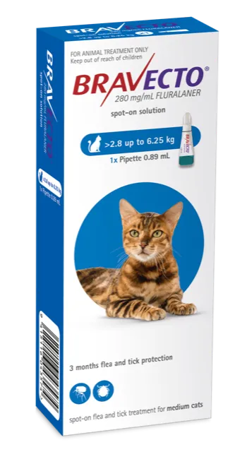 Bravecto Spot On Flea Treatment For Cats 2.8-6.25kg