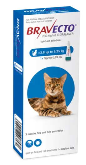 Bravecto Spot On Flea Treatment For Cats 2.8-6.25kg