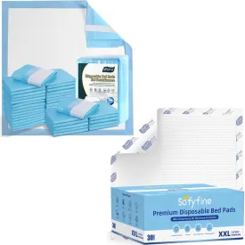 Bundle Total 55 Pads-Bed Pads with Adhesive Strip 30"x36"[25 Pads], Tear Resistant Chucks 36"x36" [30 Pads], Heavy Duty Adults Incontinence Underpads, Extra Large Puppy Pee Pad