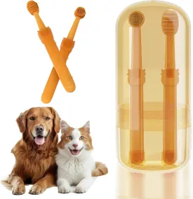 Cat dog toothbrush, pet silicone toothbrush with storage box, soft silicone cat and dog tooth brushing kit, pet teeth tongue coating cleaning multifunctional toothbrush, suitable for cats and dogs