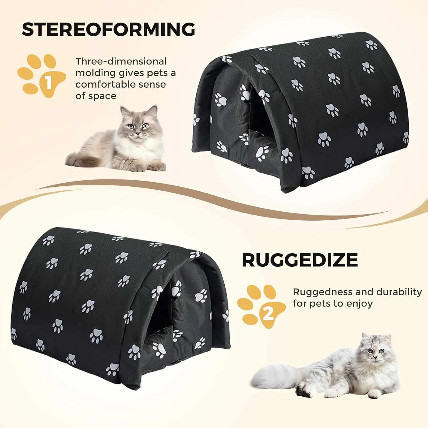 Cat House for Outdoor Cats in Winter, Feral Cat Shelter, Cat House Thickened Weatherproof Foldable, Stray Cats Shelter Rainproof and Sunscreen Oxford