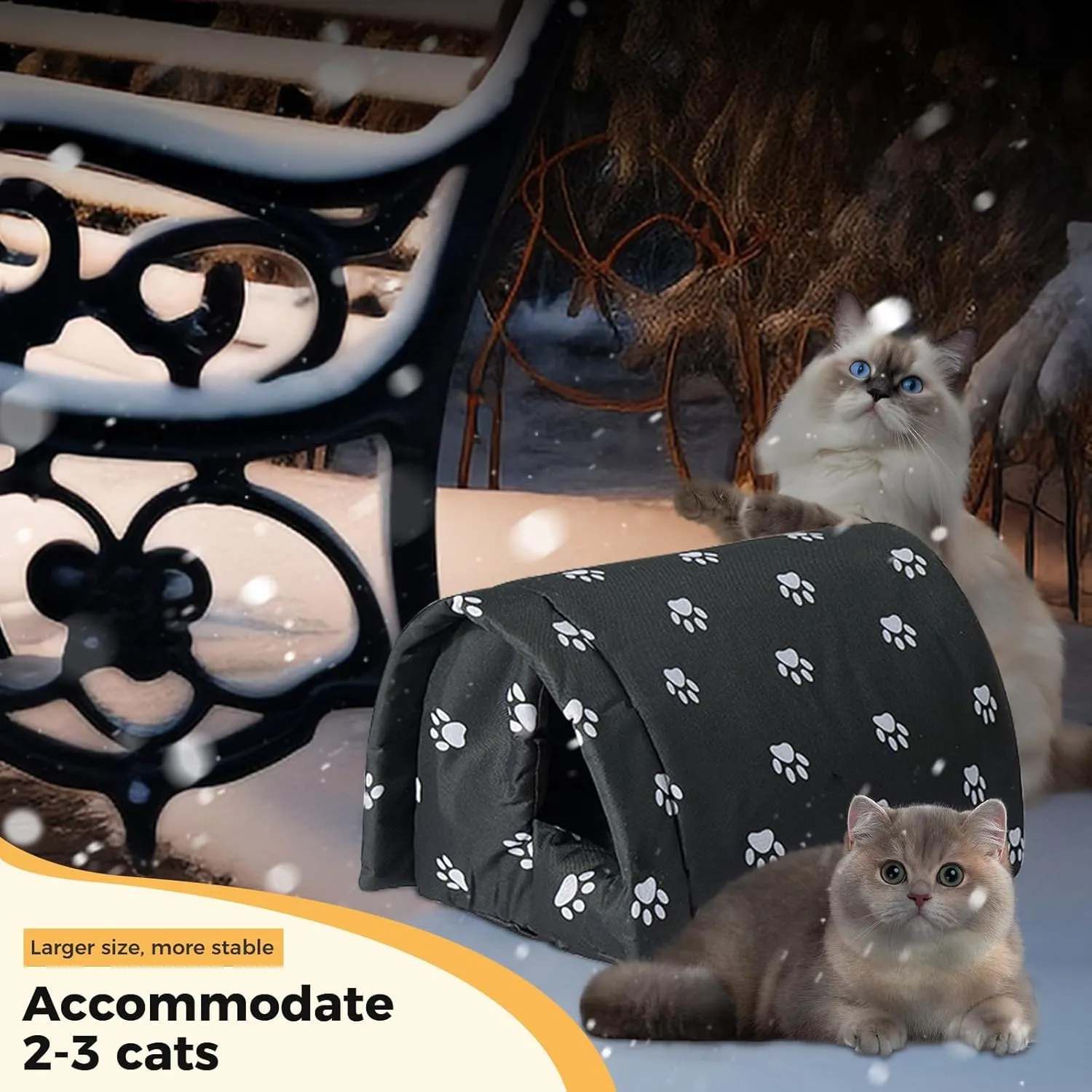 Cat House for Outdoor Cats in Winter, Feral Cat Shelter, Cat House Thickened Weatherproof Foldable, Stray Cats Shelter Rainproof and Sunscreen Oxford