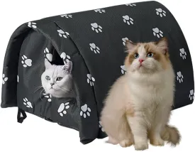 Cat House for Outdoor Cats in Winter, Feral Cat Shelter, Cat House Thickened Weatherproof Foldable, Stray Cats Shelter Rainproof and Sunscreen Oxford
