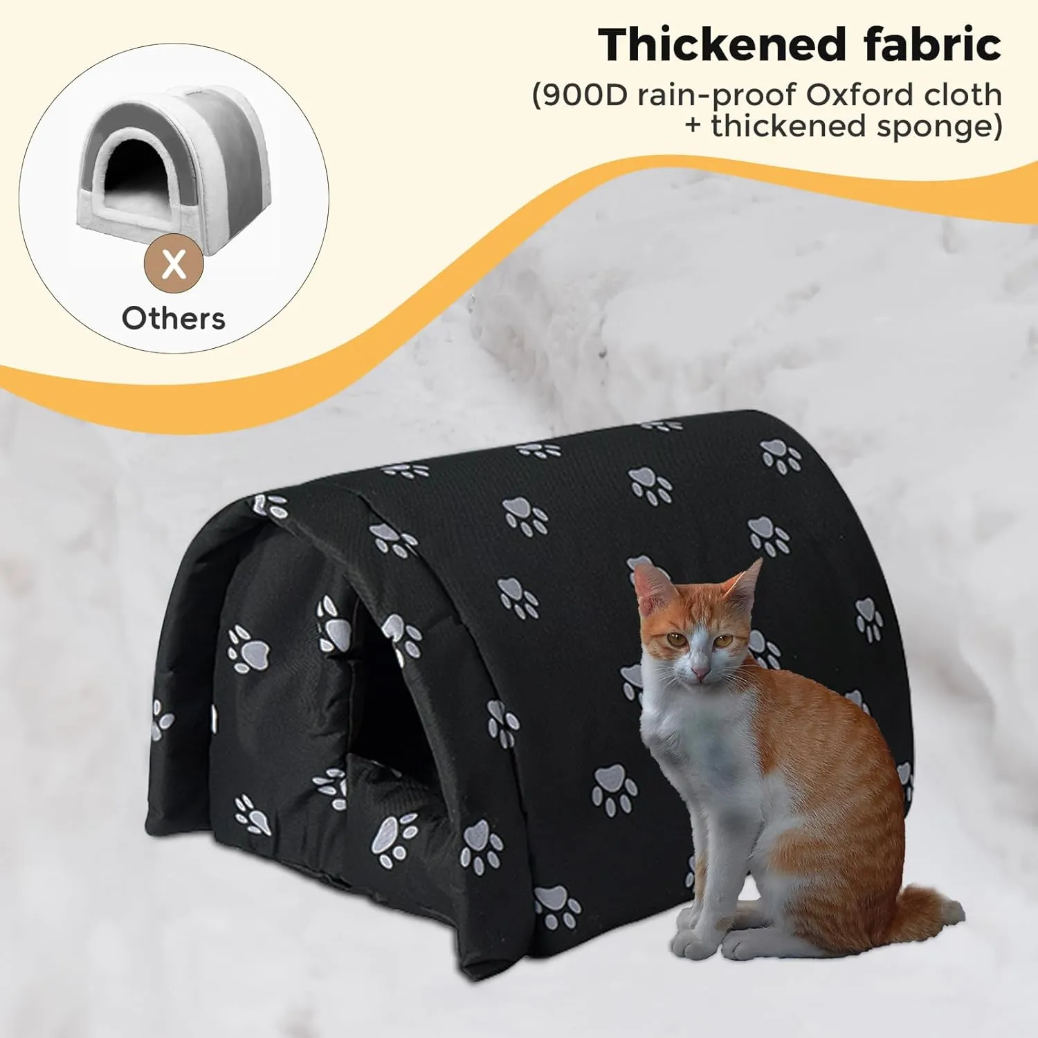 Cat House for Outdoor Cats in Winter, Feral Cat Shelter, Cat House Thickened Weatherproof Foldable, Stray Cats Shelter Rainproof and Sunscreen Oxford