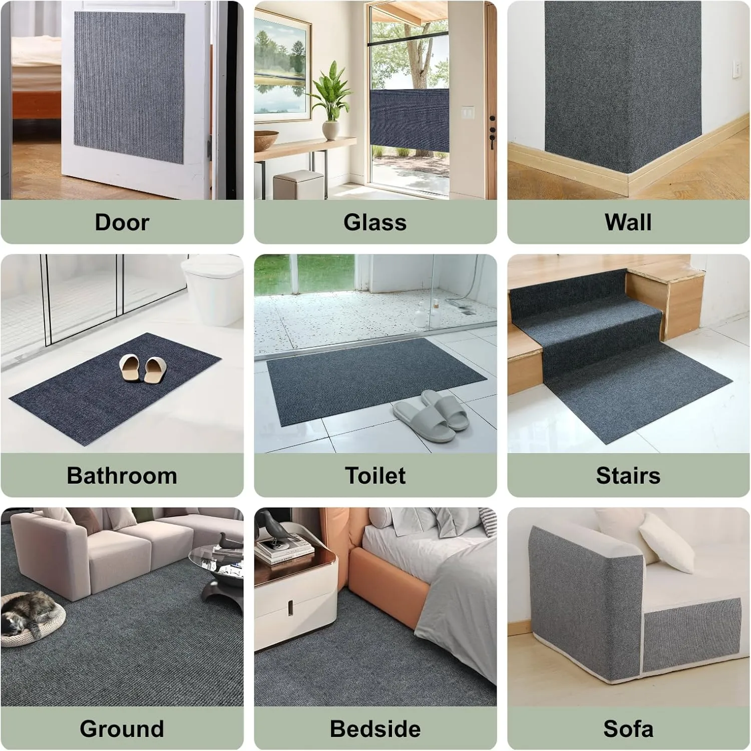 Cat Scratching Climbing Carpet Mat, Adhesive Trimmable Cat Scratcher Furniture Protector, Cat Post Covered Pad Replacement for DIY Cat Tree Shelf Steps Couch Corner Wall(Darkgrey,78.7x15.8In)