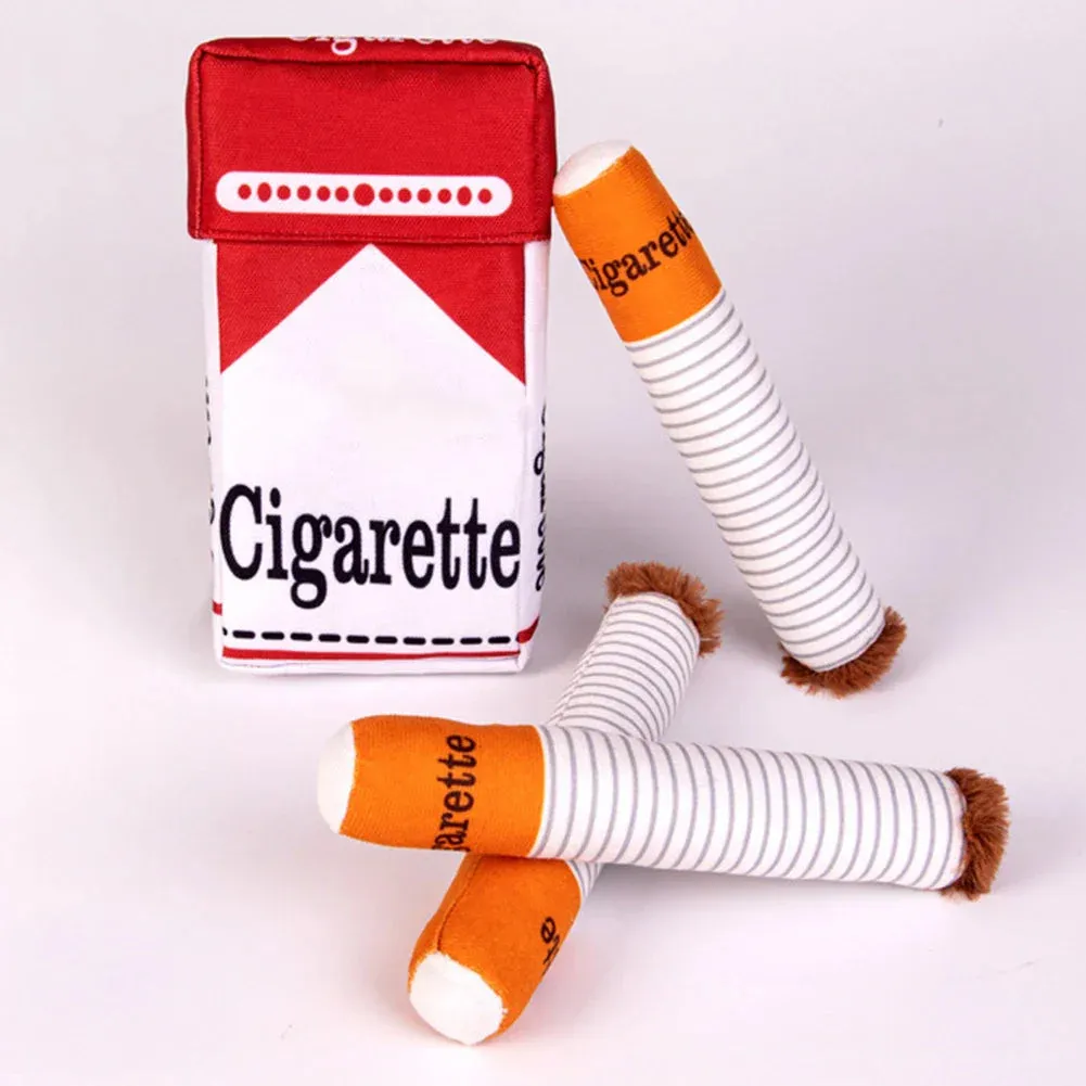 Cigarette Themed Dog Chew Toy Set – Interactive Plush Chew Toy for Dogs