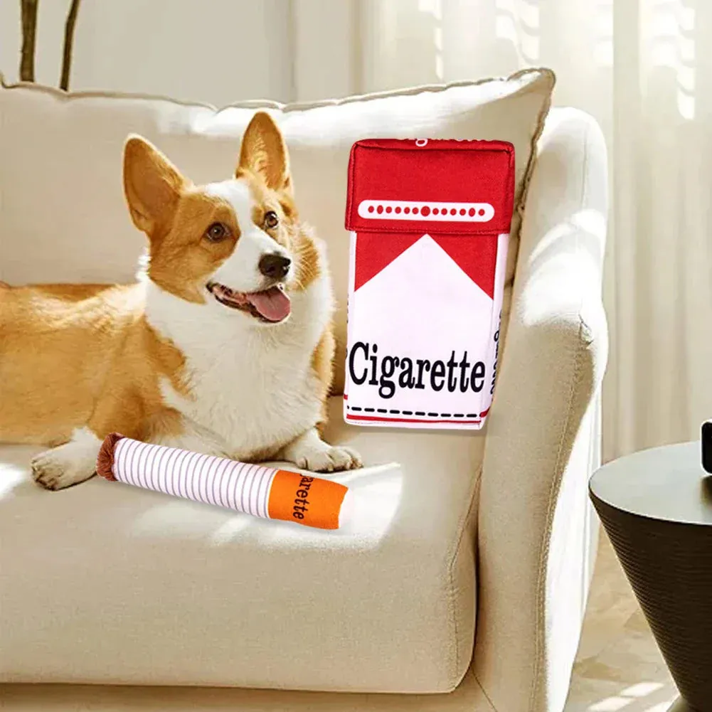 Cigarette Themed Dog Chew Toy Set – Interactive Plush Chew Toy for Dogs