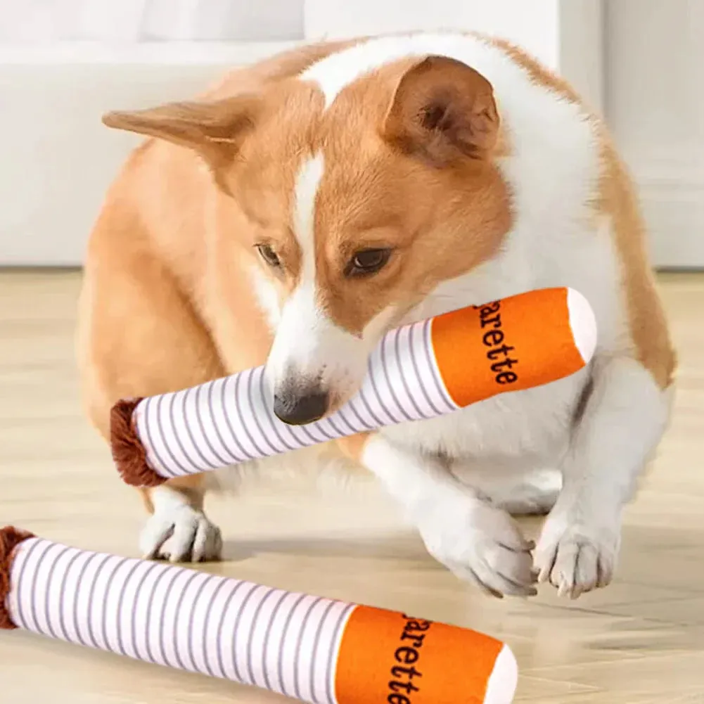 Cigarette Themed Dog Chew Toy Set – Interactive Plush Chew Toy for Dogs