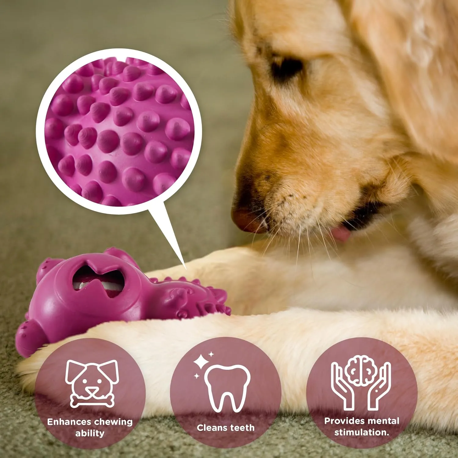 Codi Dog Chew Toys - Funny Interactive Dog Toys with a Tennis Ball, Tough Durable Teething Rubber Dog Toys for Medium Dogs (Pink Hedgehog)