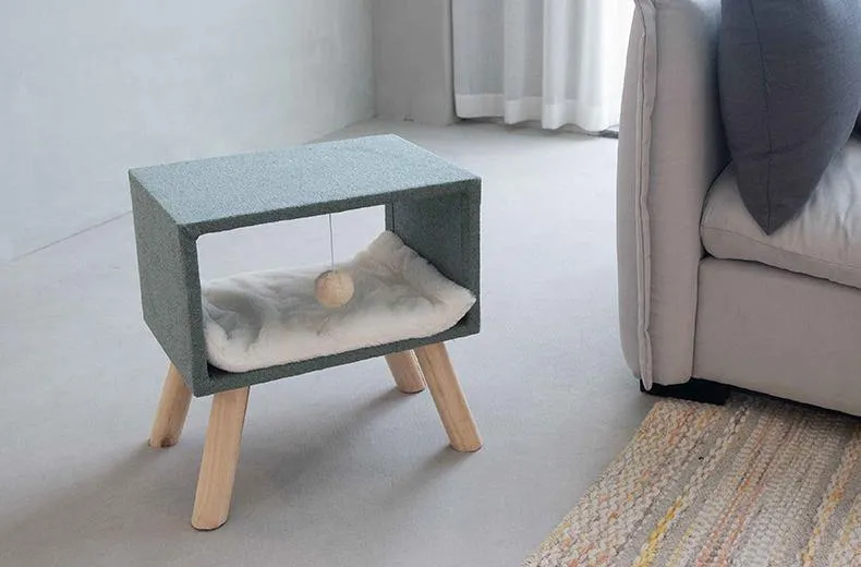 Concise Style Cat Cave and Cat Tree 2 in 1 Cat Climbing Frame Cat Toy Solid Wood Stand