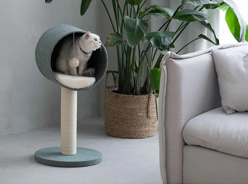 Concise Style Cat Cave and Cat Tree 2 in 1 Cat Climbing Frame Cat Toy Solid Wood Stand