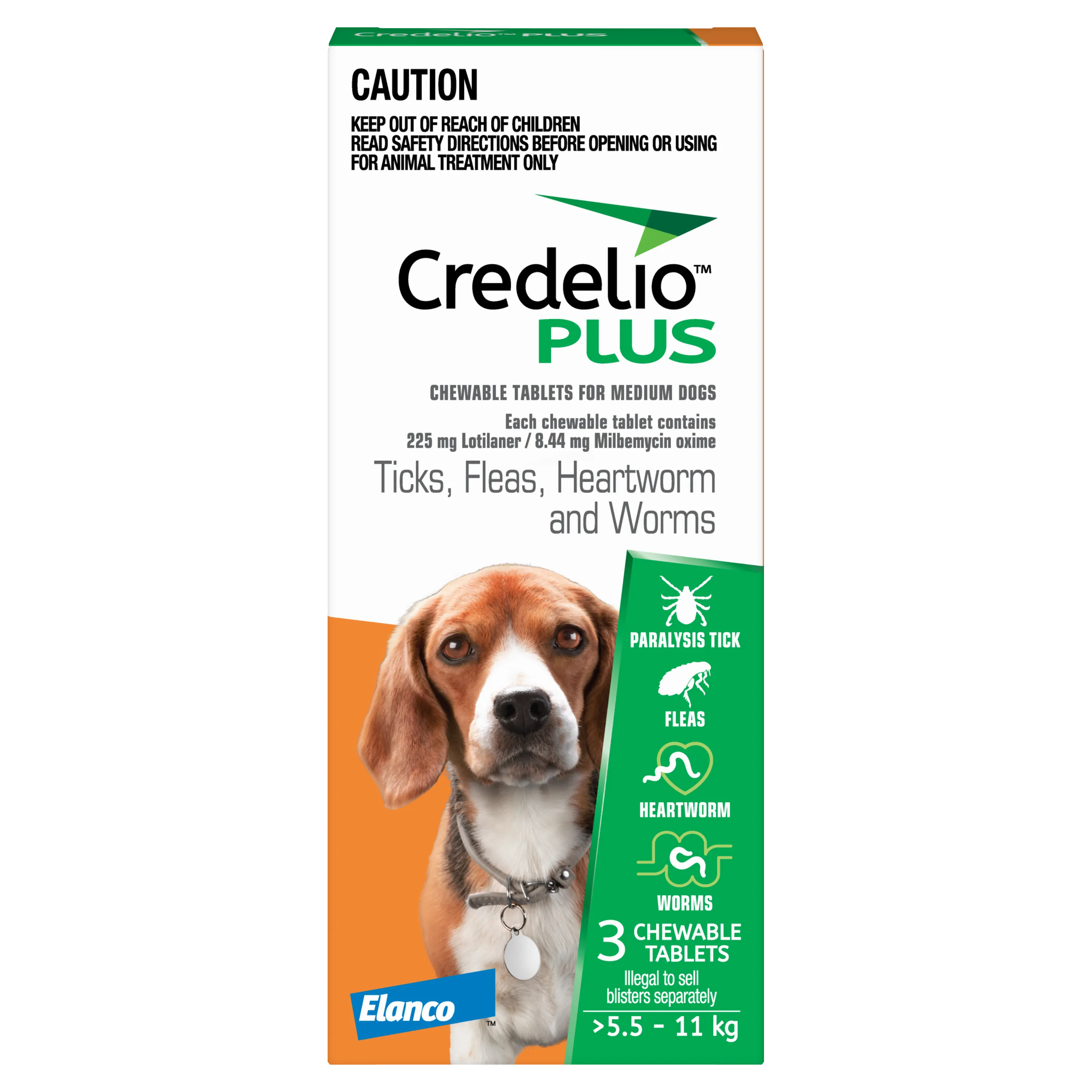 Credelio Plus - Chewable Tablets for Medium Dogs (5.5-11kg) (3pk)