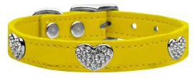 Crystal Heart Genuine Leather Dog Collar Yellow 26
