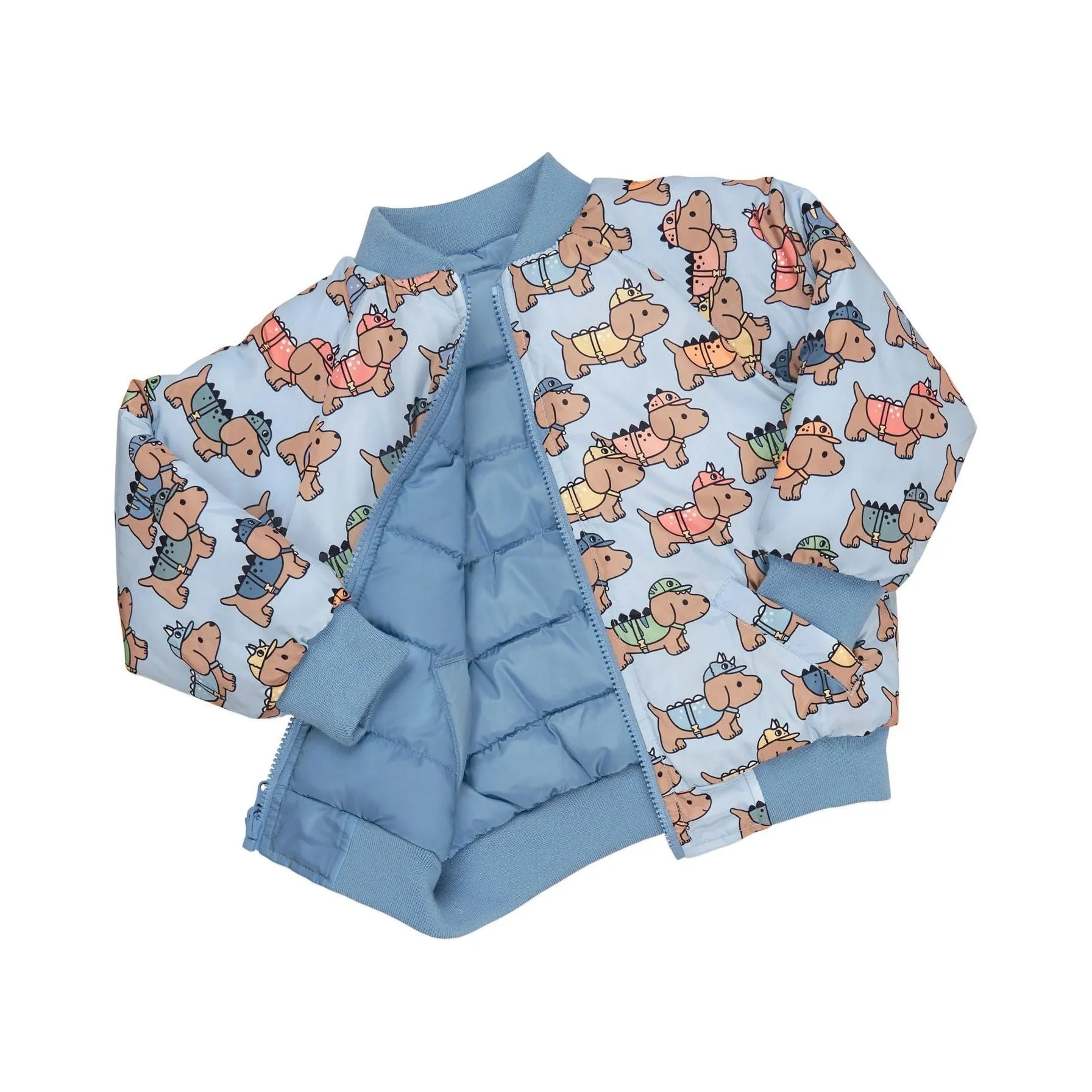 Dino Dog Reversible Bomber Mountain Blue