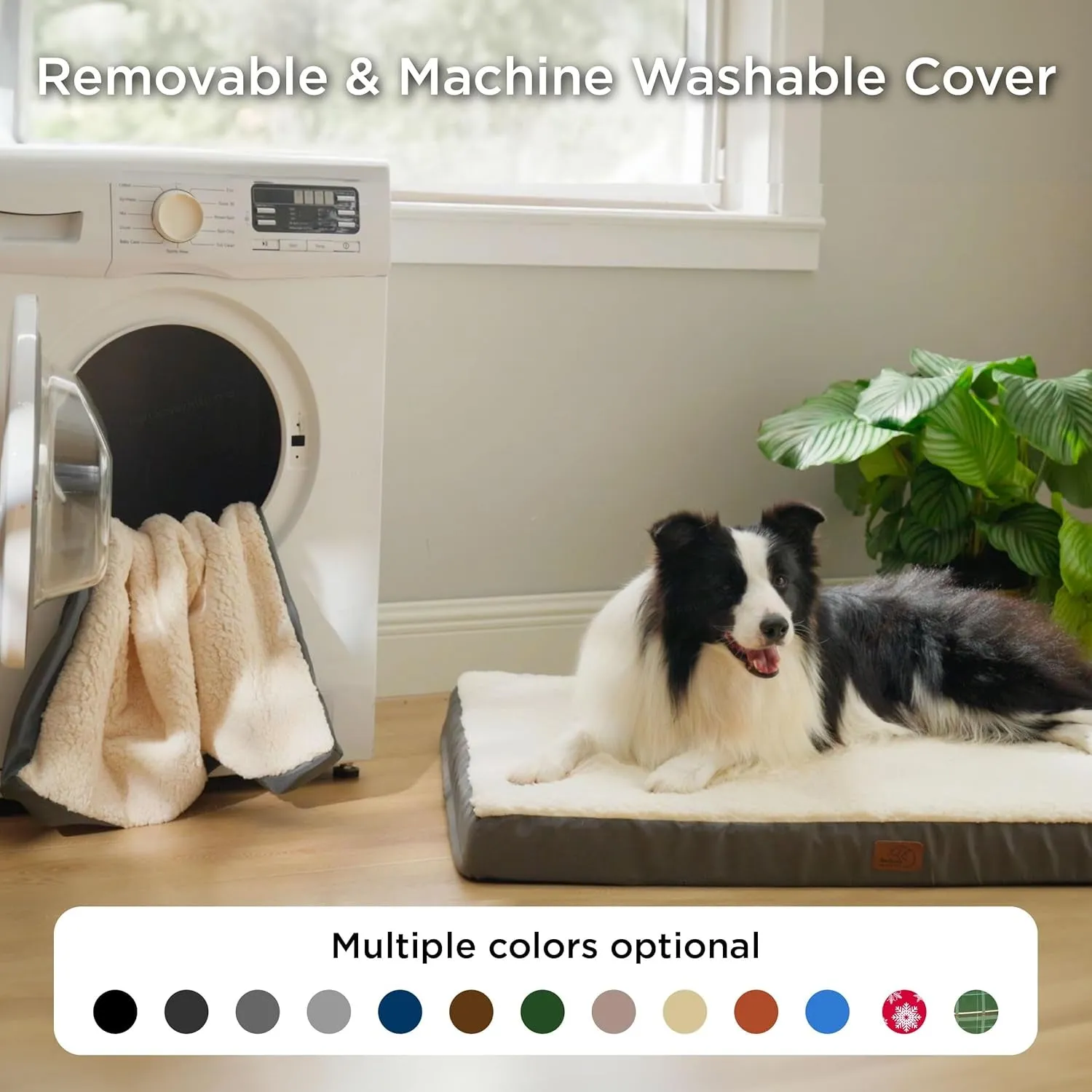 Dog Beds Large Sized Dog - Extra-Large Orthopedic Waterproof Puppy Bed with Removable Washable Cover, Egg Crate Foam Pet Mat