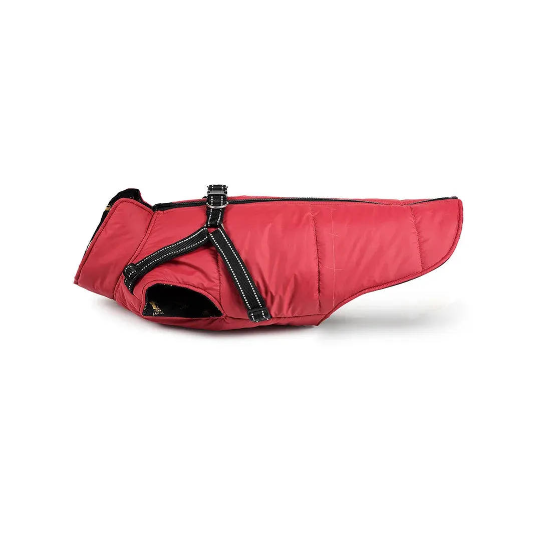 Dog Jacket with reflective harness - Red