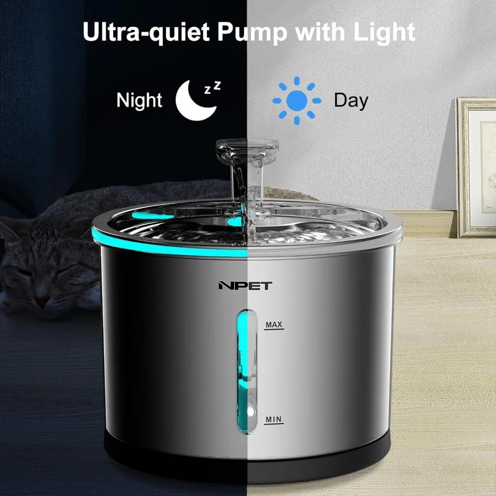 drinking fountain for cats dogs stainless electric quiet freshwater fountain ✈️ free.shipping