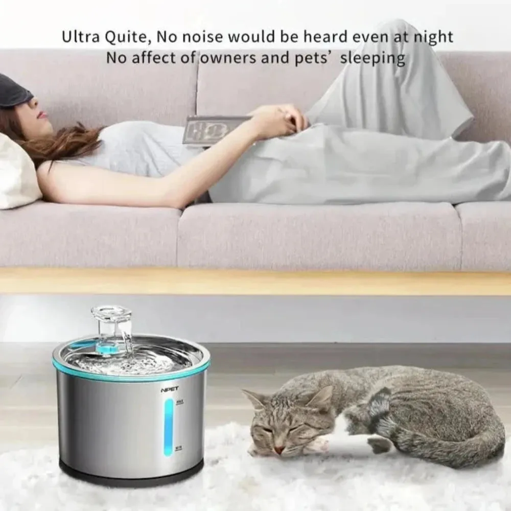 drinking fountain for cats dogs stainless electric quiet freshwater fountain ✈️ free.shipping