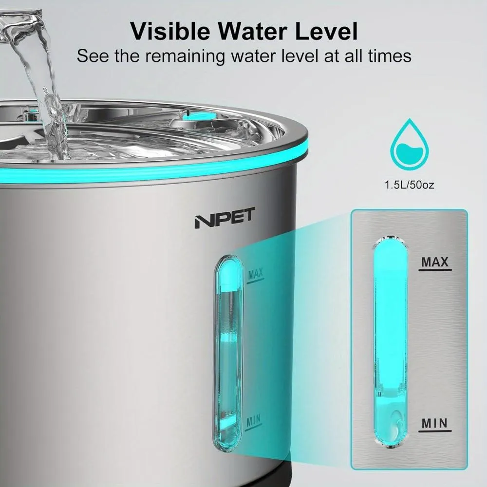 drinking fountain for cats dogs stainless electric quiet freshwater fountain ✈️ free.shipping