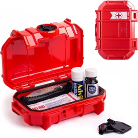Evergreen X Seahorse 52 Medication Lock Box - Small, First Aid Kit, Childproof, Empty Lockable Medicine Box to Store Medications, Diabetic Supplies, Needles. NO SUPPLIES INCLUDED (Red   Traditional