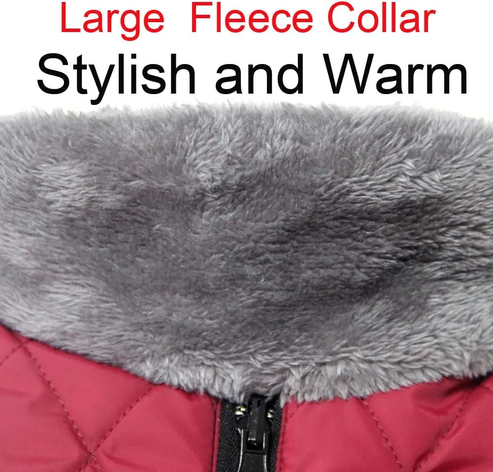 Fleece Collar Reversible Dog Coats for Small Dogs Waterproof Warm Puppy Jacket for Cold Winter,Red XS