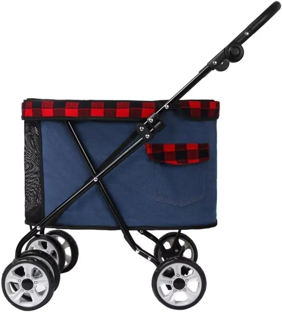 Folding pet Stroller,Cabin with top mesh Door,4 Wheels pet cart for Dogs and Cats,Shock Absorber Swivel Front Wheel,Rear Wheel with Foot Brakes,Push Trolley pram with Adjustable armrest