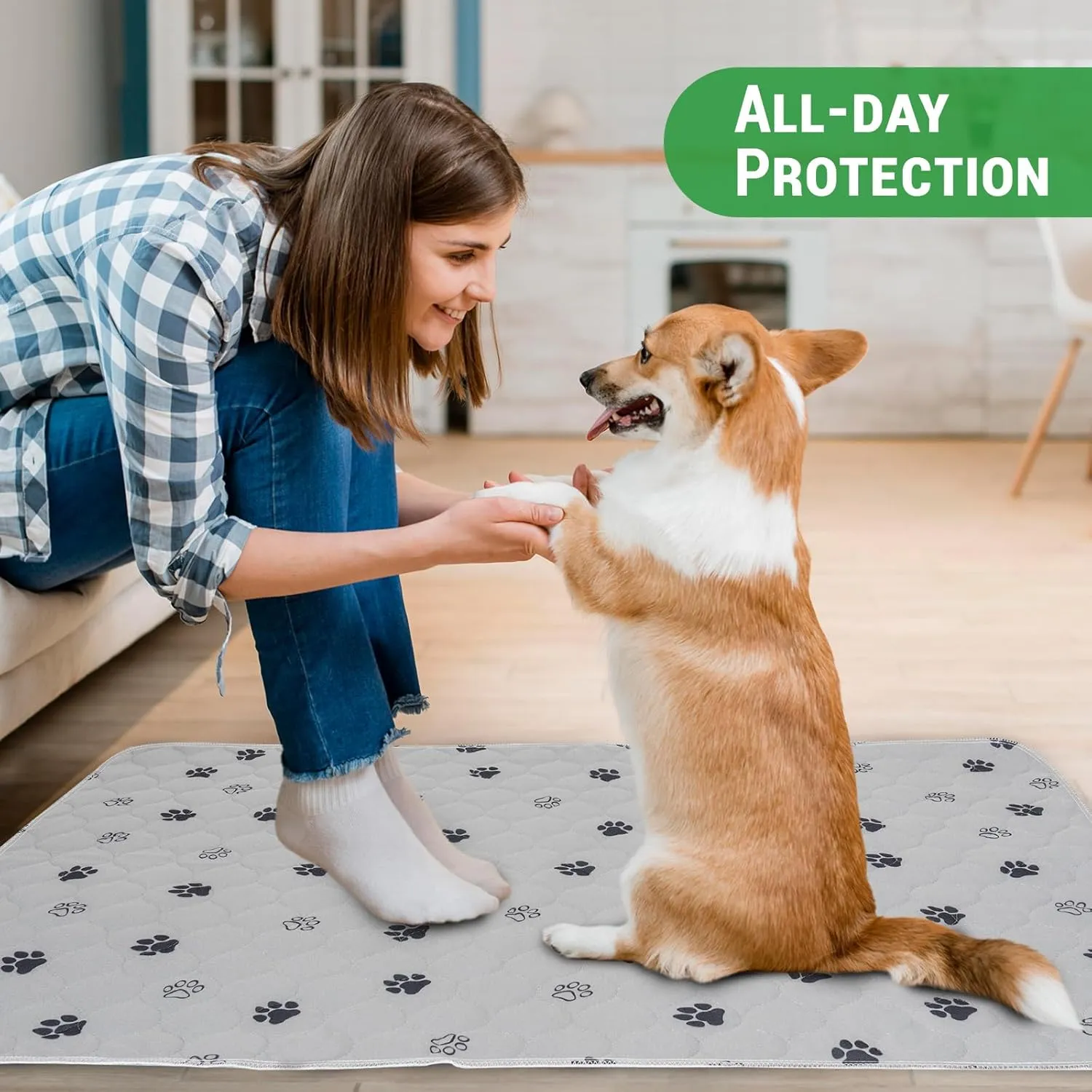 GOGREEN Waterproof Reusable Pets Training Pads Washable Pee Pads for Dogs, Puppy Pads for Potty Training with Leakproof Bottom (2 Pack, 18"x24")
