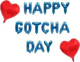 Happy Gotcha Day Foil Balloons Letter Banner with Heart Balloons for Dog Cat Gotcha Party, Happy Adoption Day Cat Dog Rescue Adoption Party Supplies 16inches
