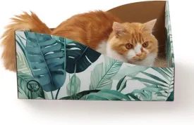 Hideaway Cat Scratcher Box for Indoor Cats - Cat Scratching Board, Horizontal Cat Scratch Pad Lounger with Reversible Usability and Extra Comfort for Lounge(Go Green)