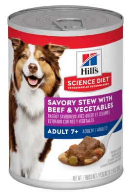 Hill's Science Diet Adult 7  Savory Stew With Beef & Vegetables Canned Dog Food, 12.8 Oz.