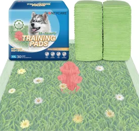 HONEYCARE Dog Training Pads with Grassfield & Fire Hydrant PrintingEliminating Urine Odor Puppy Pads  XXL Premium Dog Pee Pads (30Count, 30x36 inch)